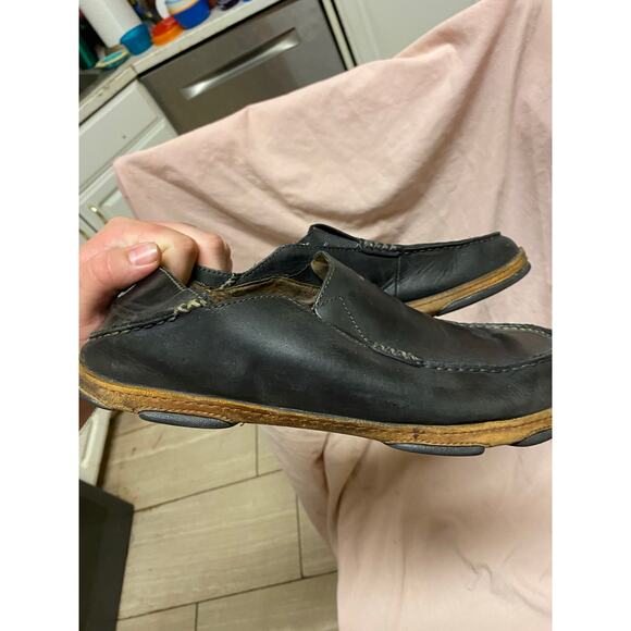 Olukai Moloa Leather Black Slip On Comfortable Boat Loafer Shoe Men’s Size 11 - Picture 1 of 5